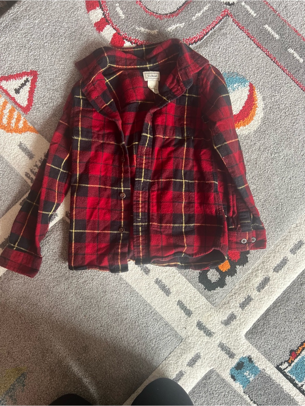 L.L. Bean Kids' Red Plaid Button-Up Shirt